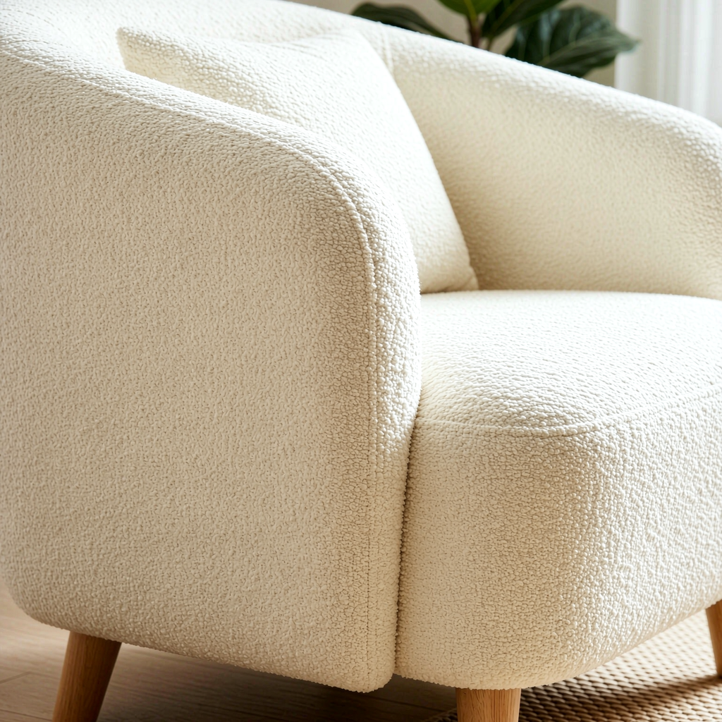 Bouclé Haven — Curved Accent Lounge Chair